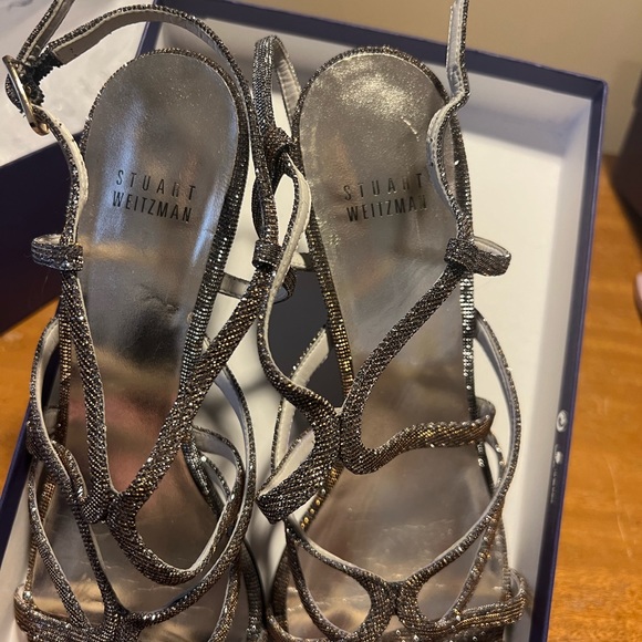 Stuart Weitzman Turningup Strappy Glitter Sandals - Picture 10 of 10